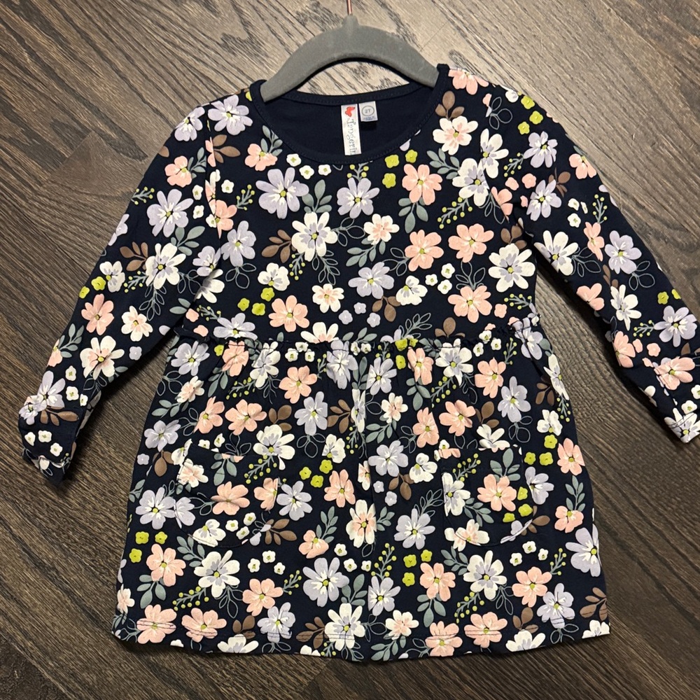 Tangerine Navy Floral Crewneck Toddler Dress